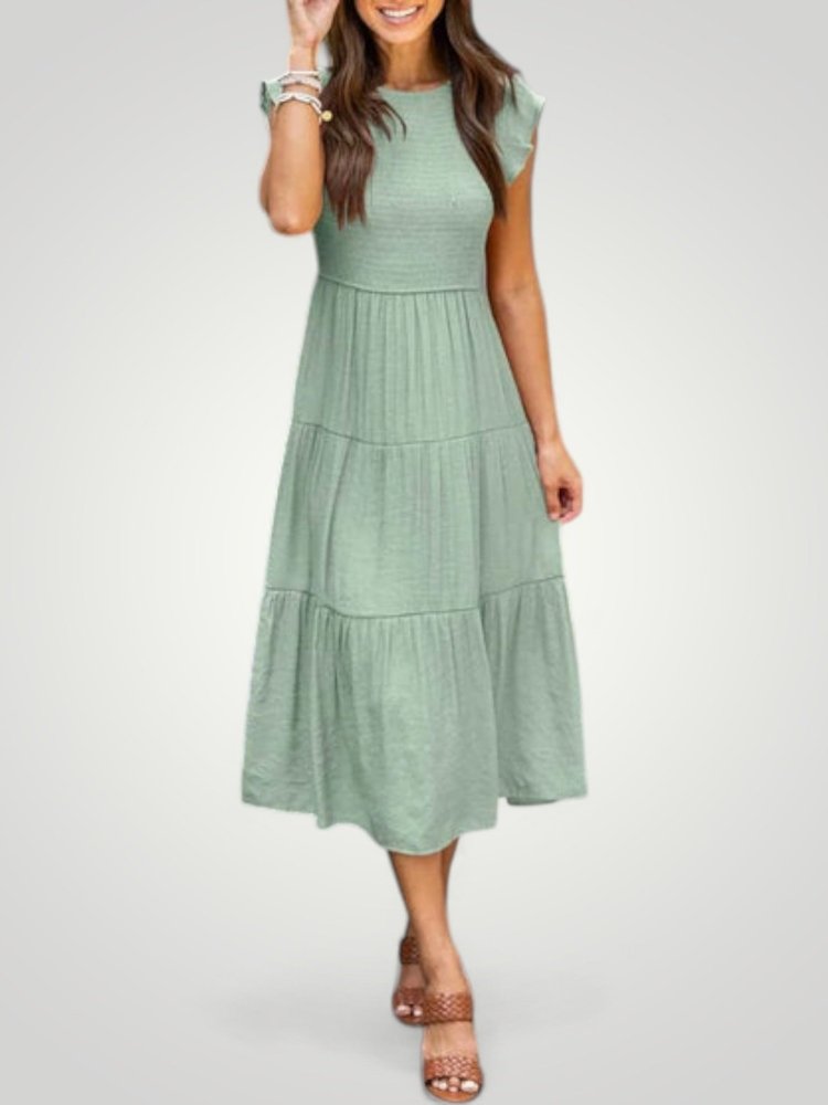 Robe Maxi Femme Élégante à Manches Papillon