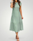 Robe Maxi Femme Élégante à Manches Papillon