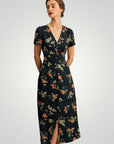 Robe Maxi Fleurie Femme Élégante à Col V
