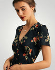 Robe Maxi Fleurie Femme Élégante à Col V