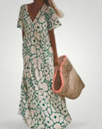 Robe Maxi Femme Élégante et Flottante à Col V