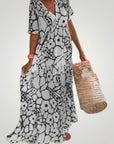 Robe Maxi Femme Élégante et Flottante à Col V