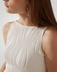 Robe Midi Femme Élégante à Effet Ondulé