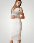 Robe Midi Femme Élégante à Effet Ondulé