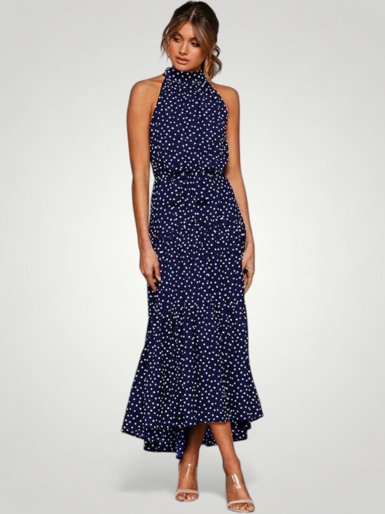 Robe Midi Femme Élégante à Pois Confortable