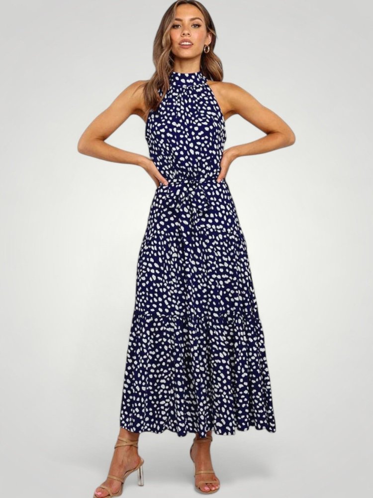 Robe Midi Femme Élégante à Pois Confortable