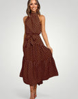 Robe Midi Femme Élégante à Pois Confortable