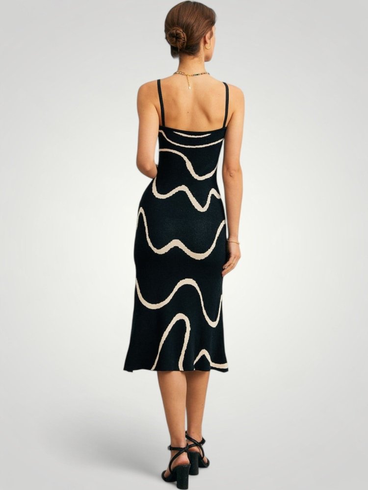 Robe Midi Femme Élégante Sirène Noire