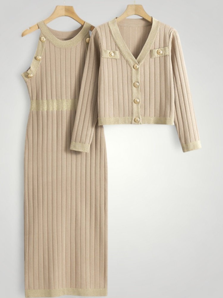 Robe Tricotée Femme Élégante avec Cardigan Confortable 2 - Mode Lumière