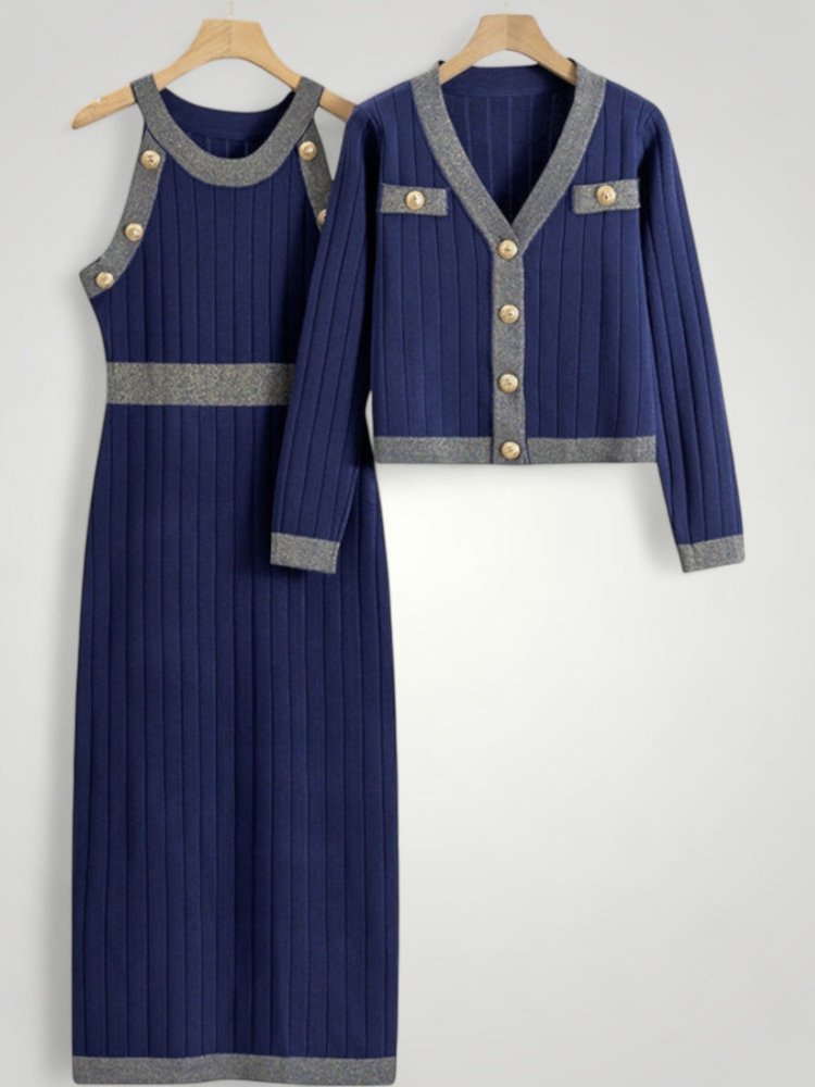 Robe Tricotée Femme Élégante avec Cardigan Confortable 3 - Mode Lumière