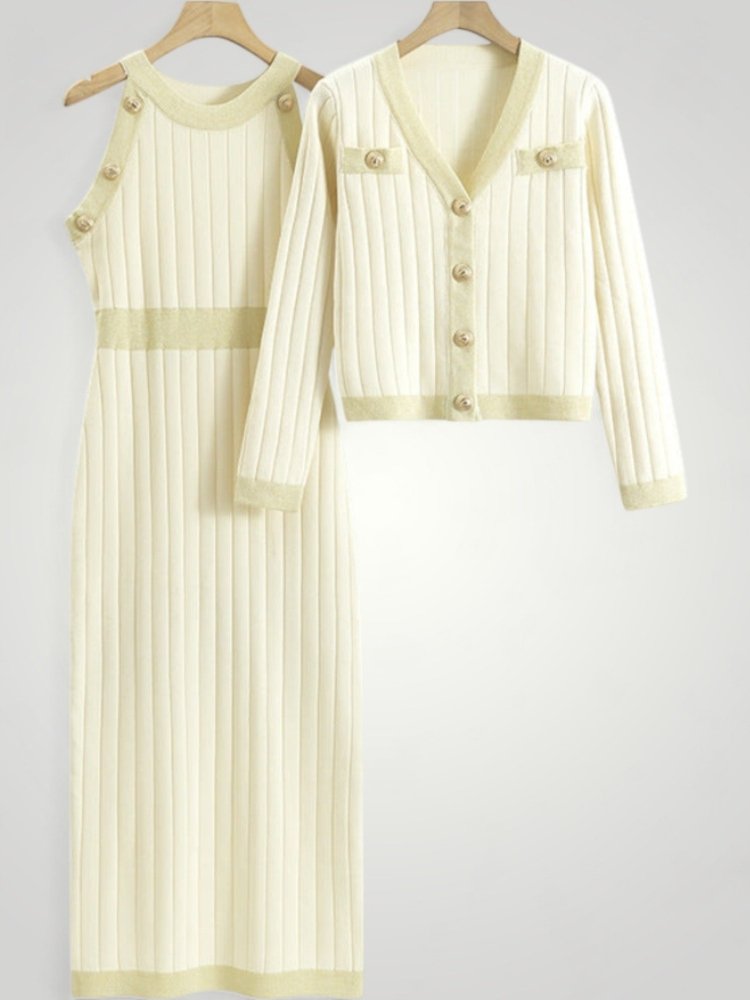 Robe Tricotée Femme Élégante avec Cardigan Confortable 4 - Mode Lumière