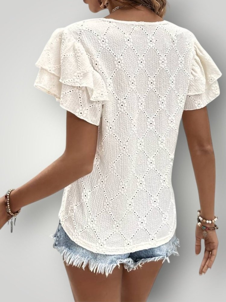 Blouse Femme Élégante avec Volants Confortable 1