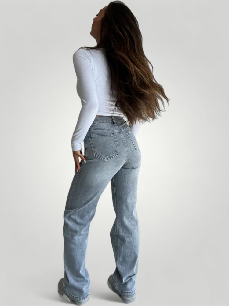 Jean Femme Taille Haute Élastique Confortable 4 - Mode Lumière