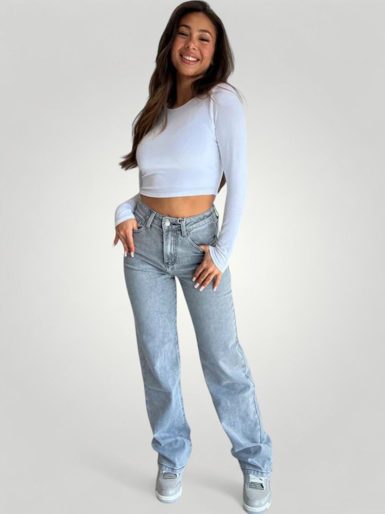 Jean Femme Taille Haute Élastique Confortable 1 - Mode Lumière