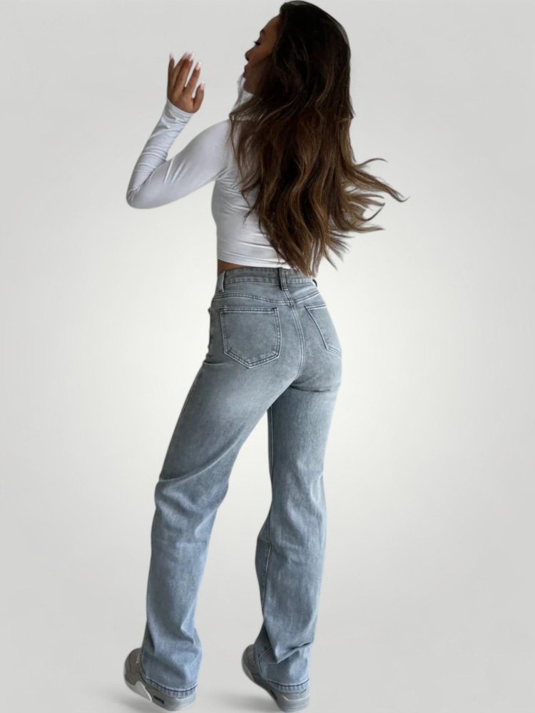 Jean Femme Taille Haute Élastique Confortable 2 - Mode Lumière