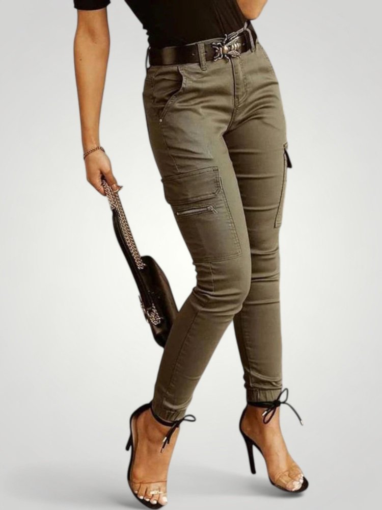 Jeans Cargo Femme Slim avec Poches Fonctionnelles 1 - Mode Lumière