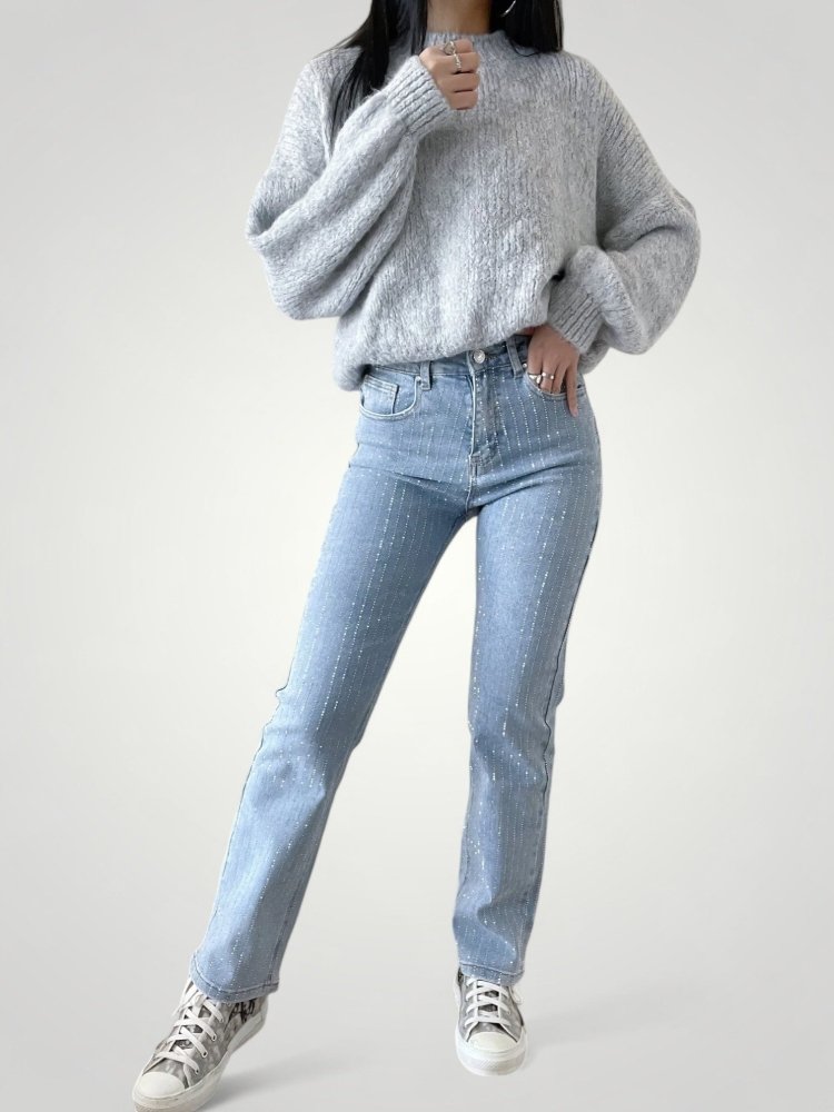 Jeans Femme Élevée à Taille Haute Glamour 1 - Mode Lumière
