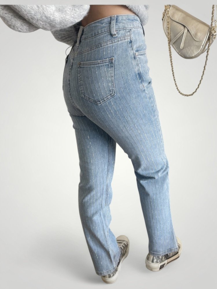 Jeans Femme Élevée à Taille Haute Glamour 2 - Mode Lumière
