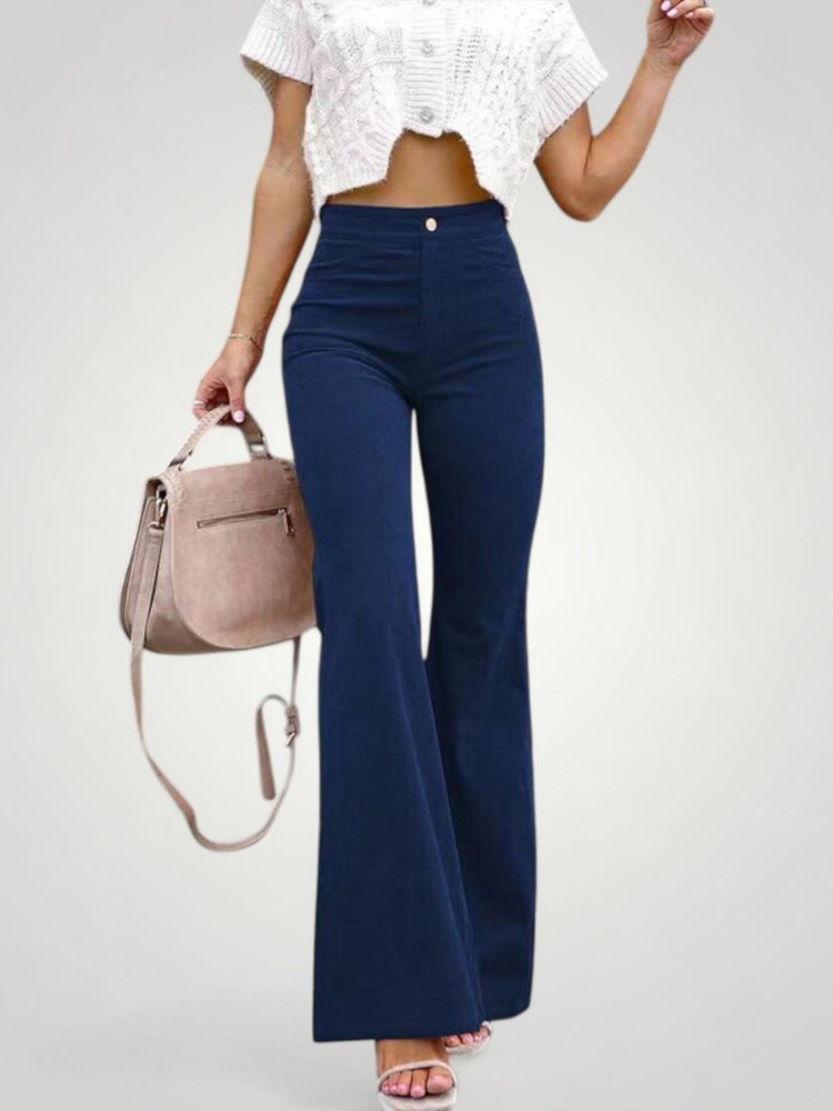 Pantalon Flare Taille Haute Élégant 5 - Mode Lumière