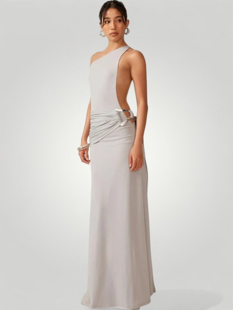 Robe Longue Femme Élégante à Épaule Dénudée 1