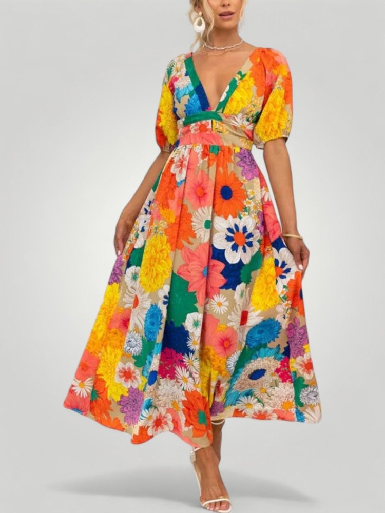 Robe Longue Fleurie Chic Confortable 0
