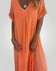 Robe Midi Femme Chic au Décolleté en V 0
