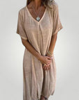 Robe Midi Femme Chic au Décolleté en V 3