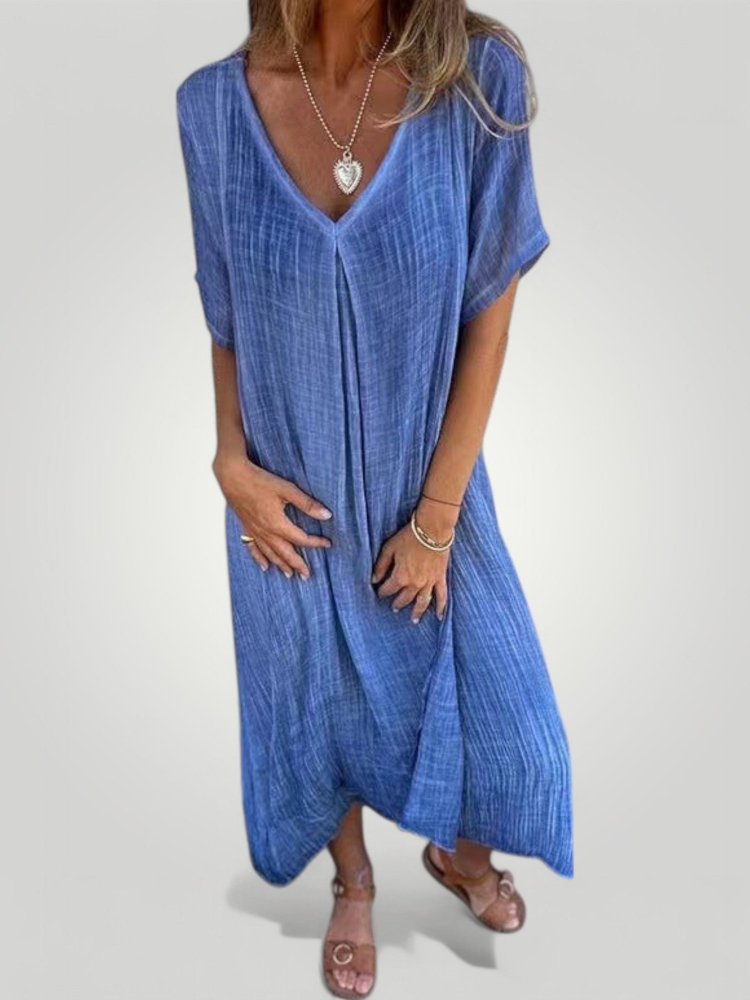 Robe Midi Femme Chic au Décolleté en V 5