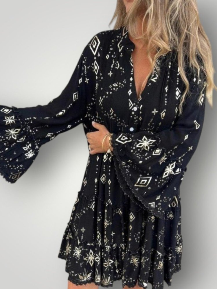 Robe Midi Femme Géométrique Élégante 3