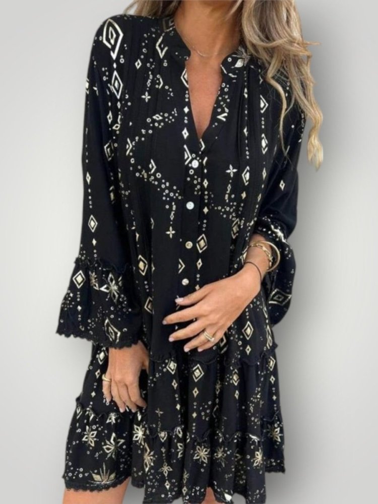 Robe Midi Femme Géométrique Élégante 0
